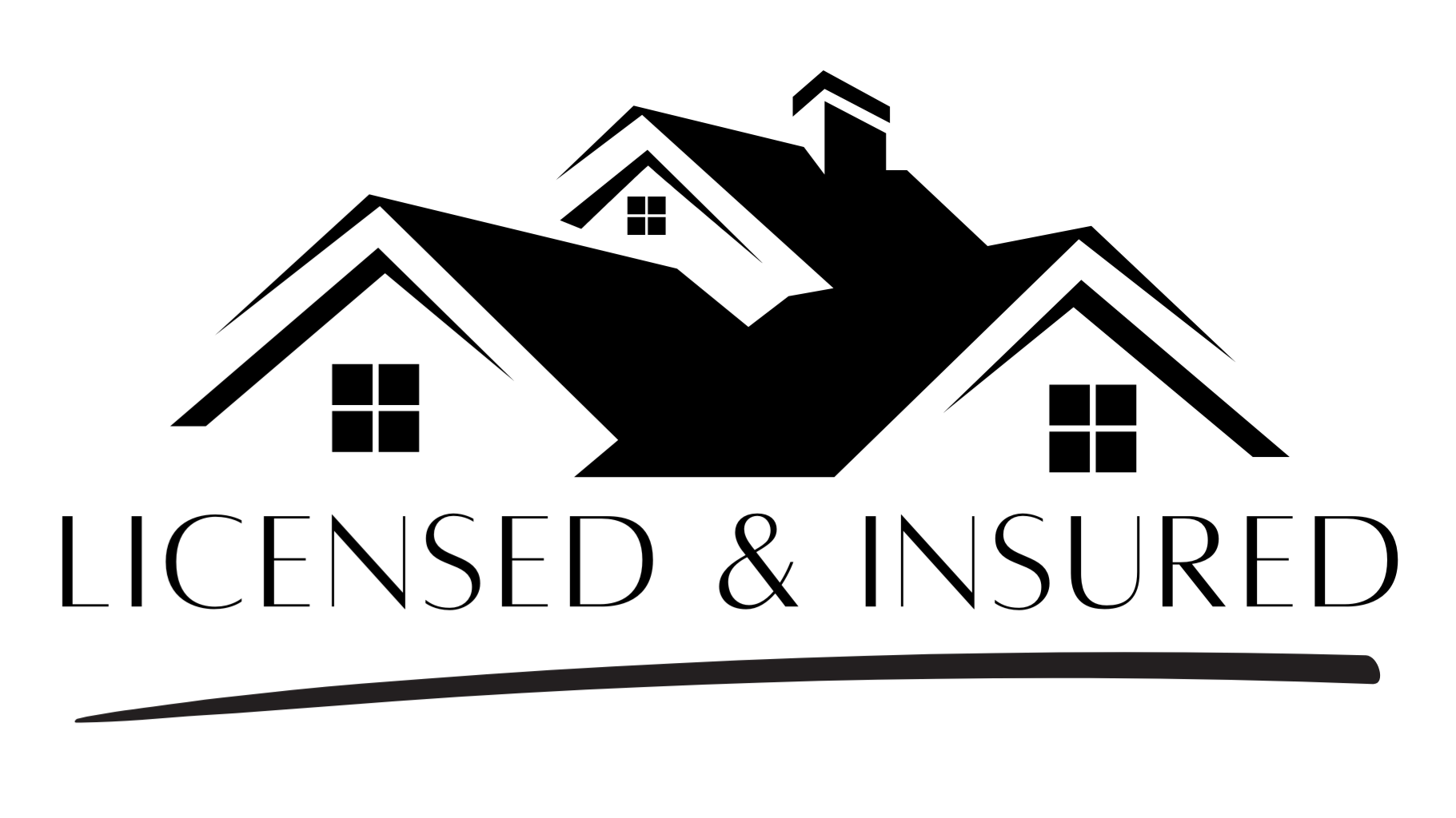 Graphic logo featuring stylized houses and the text 'Licensed & Insured'.