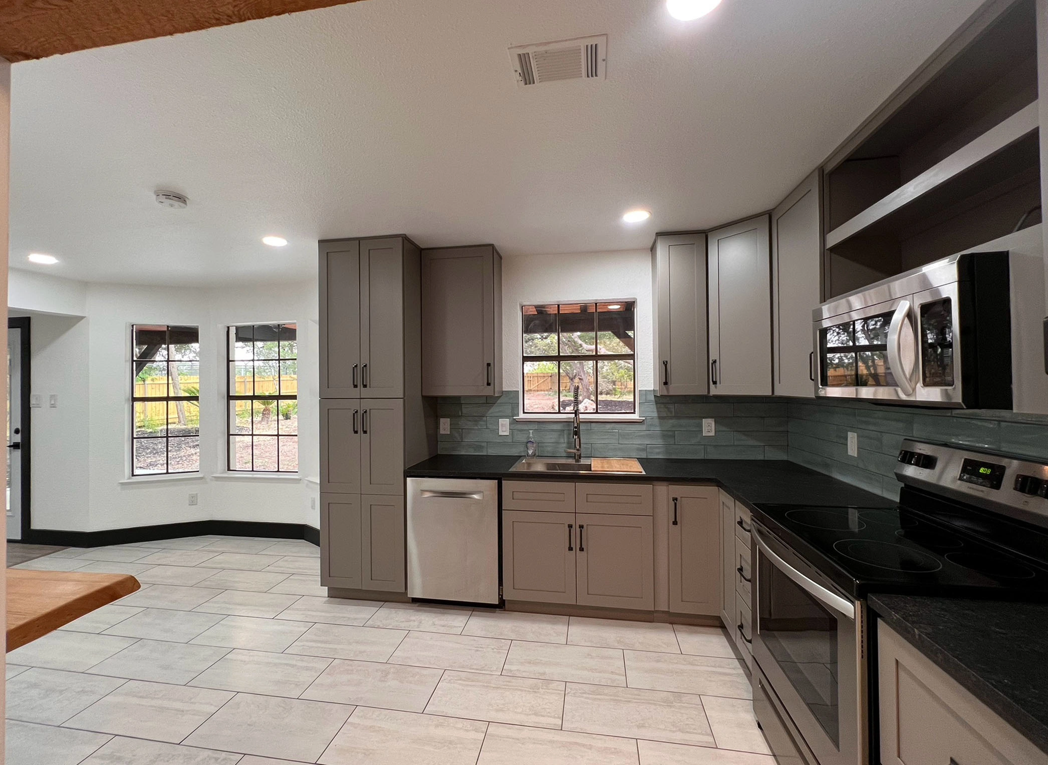 Home remodel in New Braunfels with kitchen remodel and bathroom remodel completed by Kirk Homes Services.